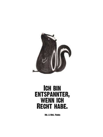 Mr. & Mrs. Panda Trinkflasche Stinktier Sitzen mit Spruch in Weiß