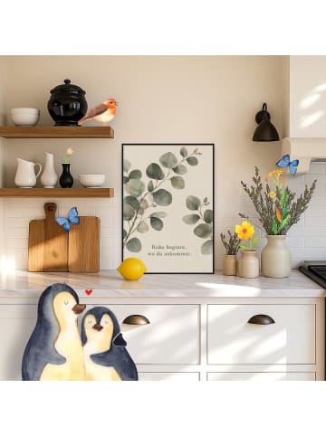 Mr. & Mrs. Panda Poster Eukalyptus japanisch Design mit Spruch in Weiß