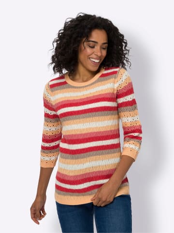 Sieh an! Ajour-Pullover in hummer-ecru-geringelt