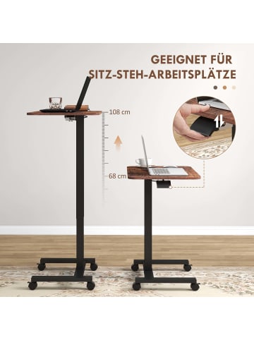 Vinsetto Computertisch-65L x 48B x 68-108H cm-Rustikal-Braun