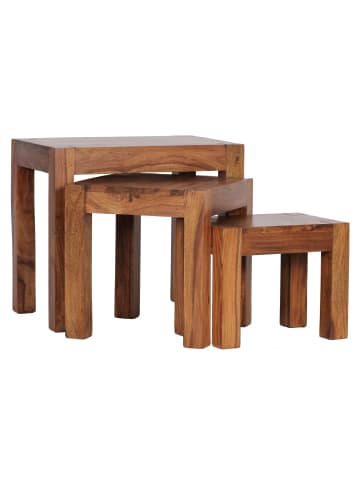 KADIMA DESIGN Holz Tischset Set "NAKO" - Landhaus-Stil, handgefertigt in Braun