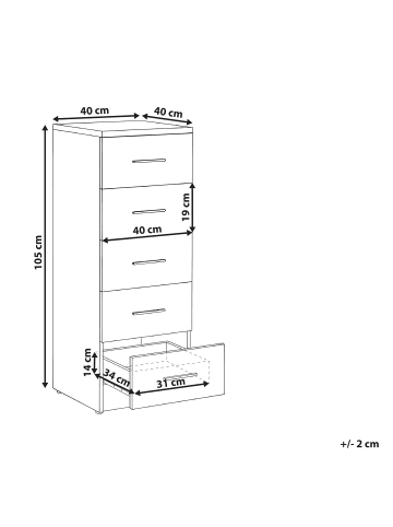 Beliani Kommode KITIMAT in Braun/Schwarz - (W) 40 x (H) 105 x (L) 40 cm