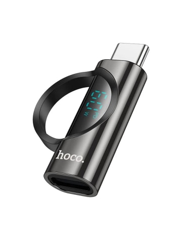 HOCO Adapter Typ C (männlich) auf iPhone-Anschluss mit Display 3A 60W in Schwarz