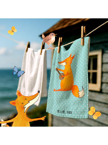 Mr. & Mrs. Panda Gästehandtücher Fuchs Gitarre ohne Spruch in Türkis Pastell