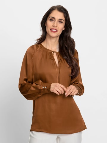 Heine Satinbluse in cognac