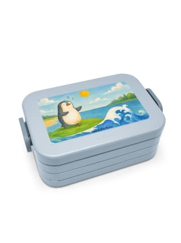 Mr. & Mrs. Panda Snackbox Pinguin Surfer Design ohne Spruch in Blau Pastell