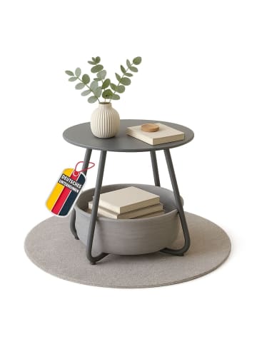Coemo Beistelltisch Kosi mit Canvas Korb - Metallgestell mit Stoffkorb in Grau