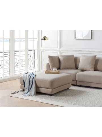 Beliani Ottomane SIGTUNA in Beige/Schwarz - (W) 102 x (H) 43 x (L) 102 cm