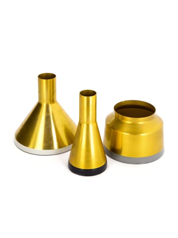 Kayoom 3tlg. Set Vase Charmian in Gold / Weiß / Schwarz / Grau