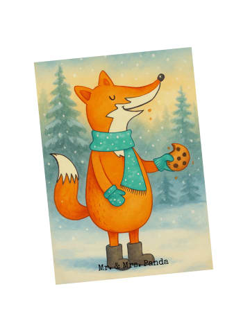 Mr. & Mrs. Panda Postkarte Fuchs Keks Design ohne Spruch in Weiß