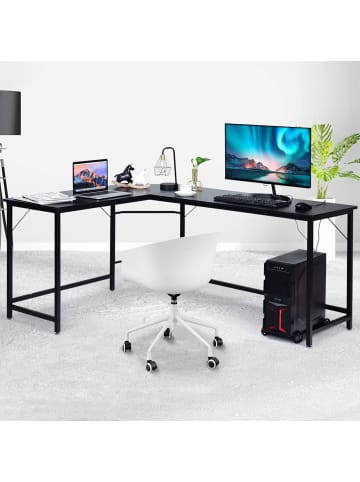 COSTWAY Computertisch L-Form 168 x 125 x 74 cm in Schwarz