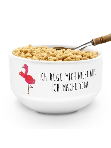 Mr. & Mrs. Panda Dessertschale Flamingo Yoga mit Spruch in Weiß