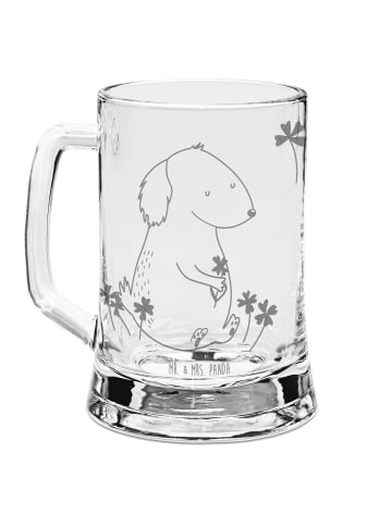 Mr. & Mrs. Panda Bierkrug Hund Kleeblatt ohne Spruch in Transparent