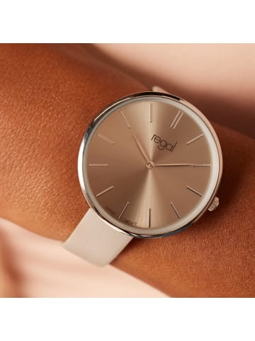 Lucardi Lederimitat Quarz REGAL Silber