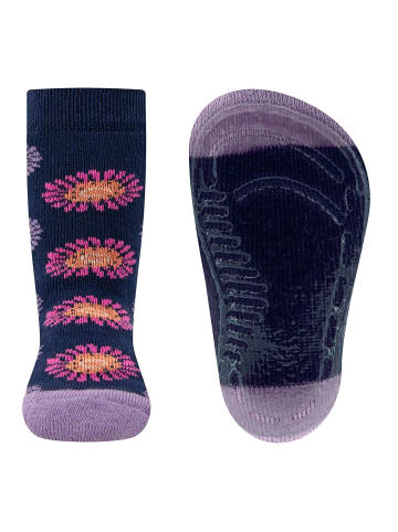 ewers Stoppersocken Blumen in navy