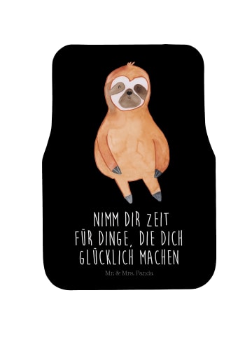 Mr. & Mrs. Panda Fahrer Autofußmatte Faultier Zufrieden mit Spruch in Schwarz