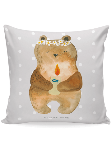 Mr. & Mrs. Panda Sofakissen Bär Kommunion ohne Spruch in Grau Pastell
