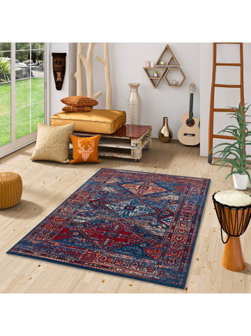 Pergamon Teppich Pop-Vintage Bordüre in blau