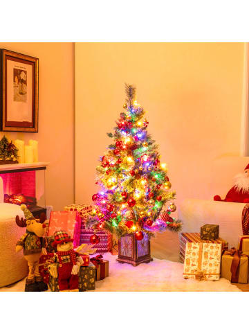 COSTWAY 120 cm Künstlicher Weihnachtsbaum mit Beleuchtung in Grün