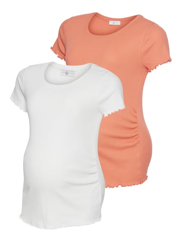 neun 9 monate Umstandsshirt in aprikot+weiß