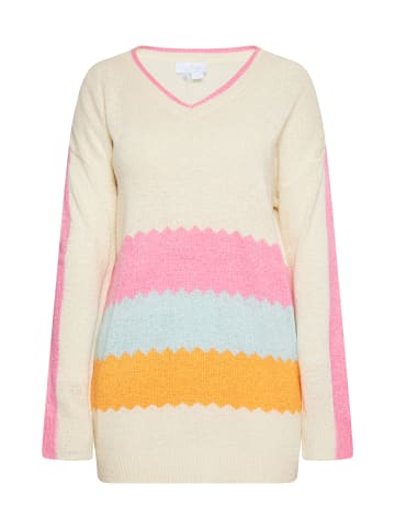 usha BLUE LABEL Damen Strick Pullover in Wollweiss Pink Orange
