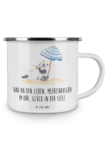 Mr. & Mrs. Panda Tasse Sommer Meer Glück mit Spruch in Weiß