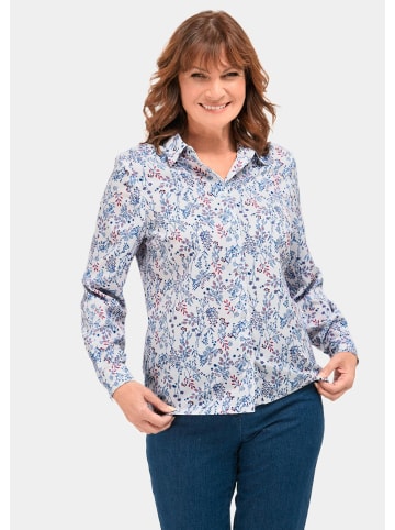GOLDNER Bluse Druckbluse aus fließendem Material in weiß / gemustert
