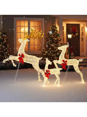 COSTWAY 3 tlg. LED Rentier Familie groß in Weiß