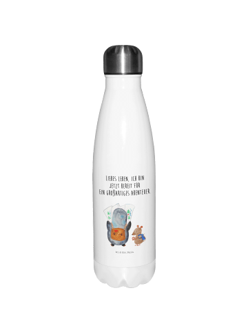 Mr. & Mrs. Panda Thermosflasche Pinguin & Maus Wanderer mit Spruch in Weiß