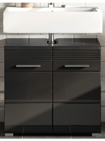 Inn.Furn Waschbeckenunterschrank schwarz Hochglanz 60 cm, Unterschrank mit Stauraum