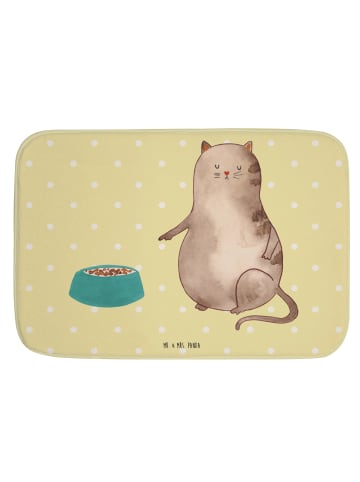 Mr. & Mrs. Panda Badematte Katze Fressen ohne Spruch in Gelb Pastell