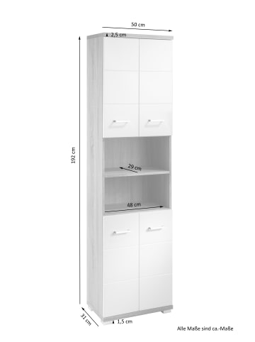 byLiving Bad-Hochschrank NEBRASKA in Sonoma Eiche (Eiche-Optik) - B 50, H 192, T 31,5 cm