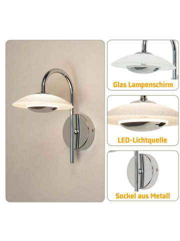 ZMH Wandleuchte LED in Chrom 3000K warmweiß rund Glas Modern