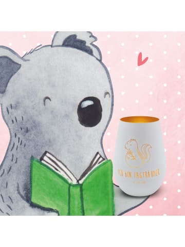 Mr. & Mrs. Panda Gold Windlicht Stinktier Blume mit Spruch in Weiß