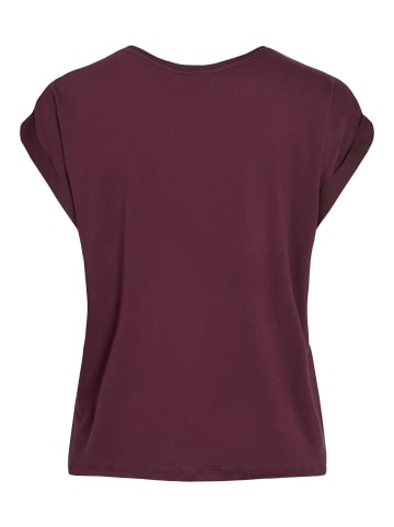 Vila Satin Blusen T-Shirt Kurzarm Basic Top Glänzend VIELLETTE in Bordeaux