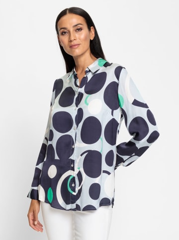 Heine Hemdbluse in marine-hellblau-bedruckt