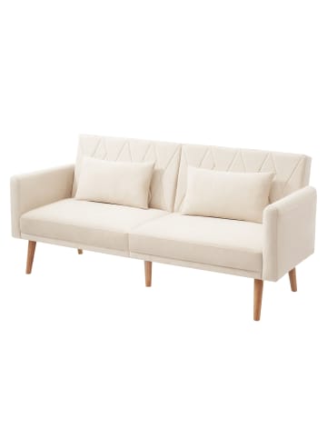 ABRIHOME Zweisitzer Schlafsofa mit Schlaffunktion in Samt - Beige
