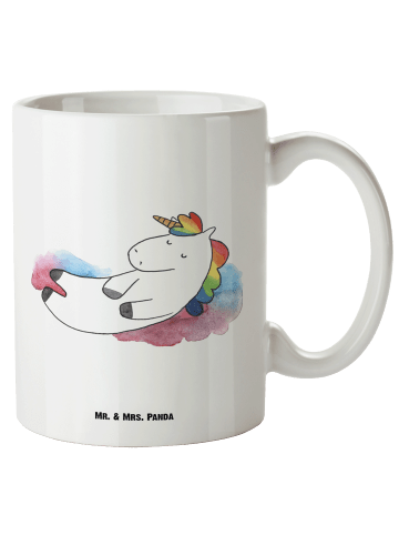 Mr. & Mrs. Panda XL Tasse Einhorn Wolke 7 ohne Spruch in Weiß