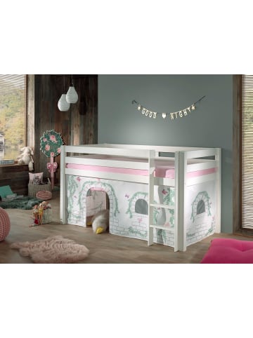 58 aufm Kessel KINDERBETT Karolina 210x114x106 Massivholz Weiß Textilset Burg 1