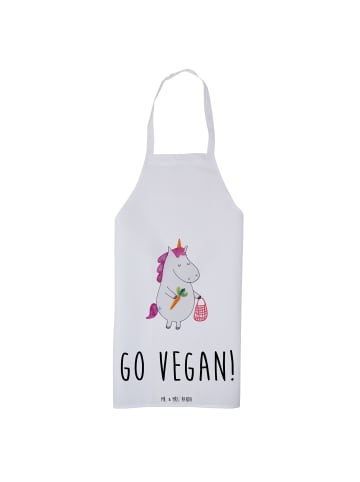 Mr. & Mrs. Panda Kochschürze Einhorn Vegan mit Spruch in Weiß