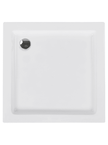 Beliani Duschwanne AMPAY in Weiß/Silber - (W) 80 x (H) 5 x (L) 80 cm