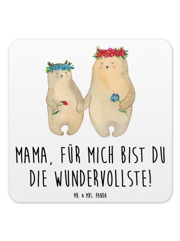Mr. & Mrs. Panda Gläseruntersetzer Bären mit Blumenkranz mit Spruch in Weiß