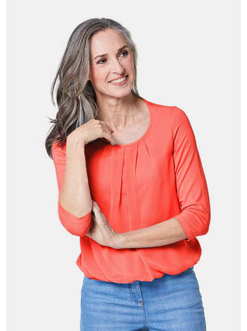 GOLDNER Blusenshirt Chiffon-Shirt mit 3/4-Arm, Rundhals in papaya