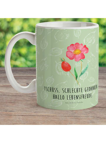 Mr. & Mrs. Panda Tasse Blume HageRundunge mit Spruch in Blattgrün