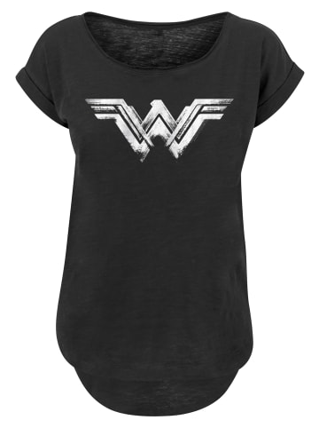 F4NT4STIC Long Cut T-Shirt DC Comics Wonder Woman Distressed Logo in schwarz