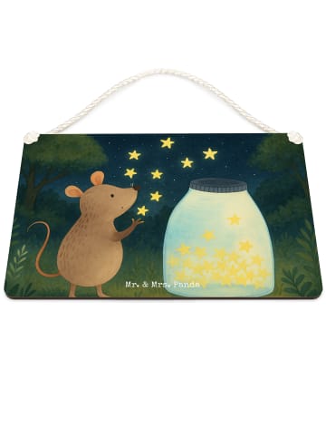 Mr. & Mrs. Panda Holzschild Maus Sterne Design ohne Spruch in Weiß