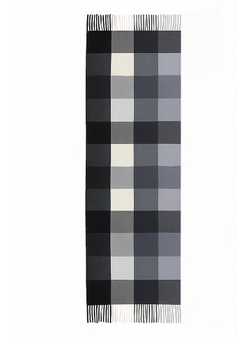 Faera Weicher Strickschal mit Fransen und geometrischem Muster in Schwarz