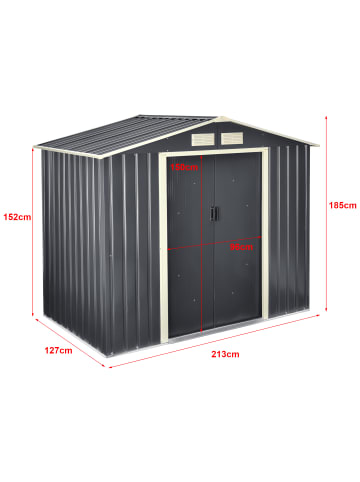 en.casa Gartenschuppen in Grau (L)213cm (B)127cm (H)185cm