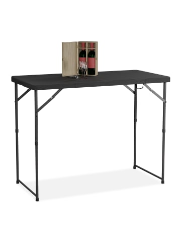 relaxdays Gartentisch in Schwarz - (B)120 x (H)74 x (T)60 cm