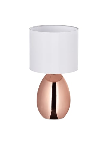 relaxdays Tischlampe in Kupfer/ Weiß - (H)33,5 x Ø 18 cm